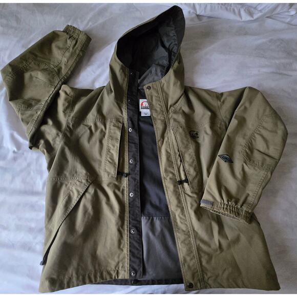 SOREL Men's Waterproof Zip up Hooded Omni-Tech Khaki Earth Tone Coat JacketLarge - Picture 9 of 13